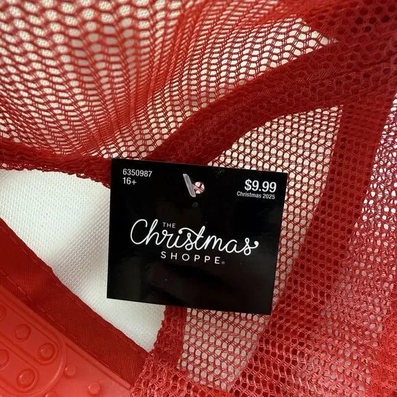 The Christmas Shoppe Hat Cap Trucker Snap Back One Size Red Bow Christmas - Picture 6 of 7